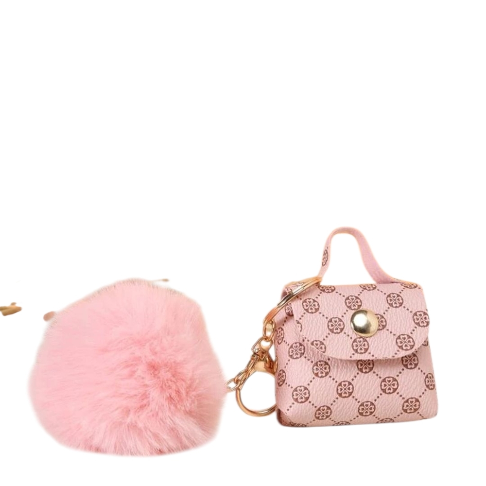 Stylish Pink Designer Mini Bag with Pom Bag Charm